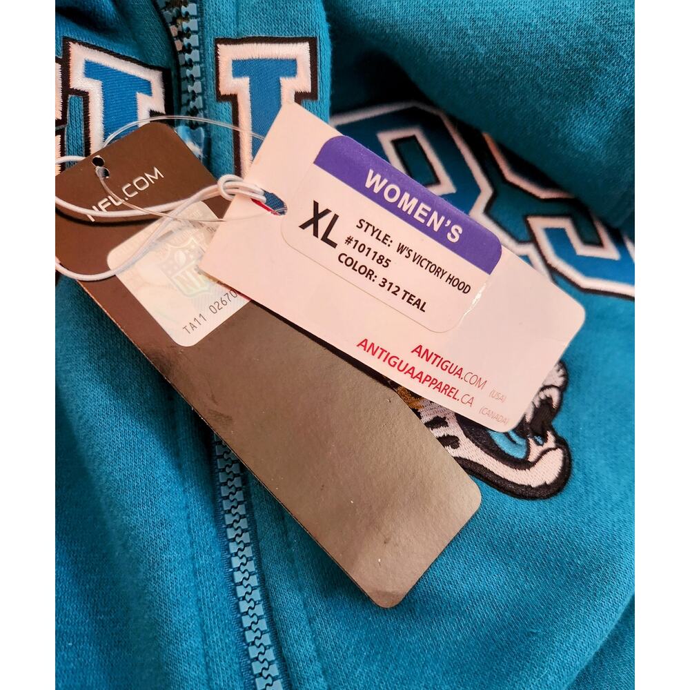 Antigua Women's XL Jacksonville Jaguars Teal Full-Zip Hoodie - Picture 3 of 4